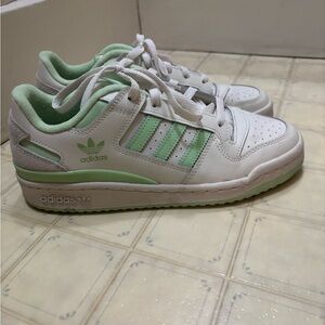 Adidas Kids White and Light Green Sneakers